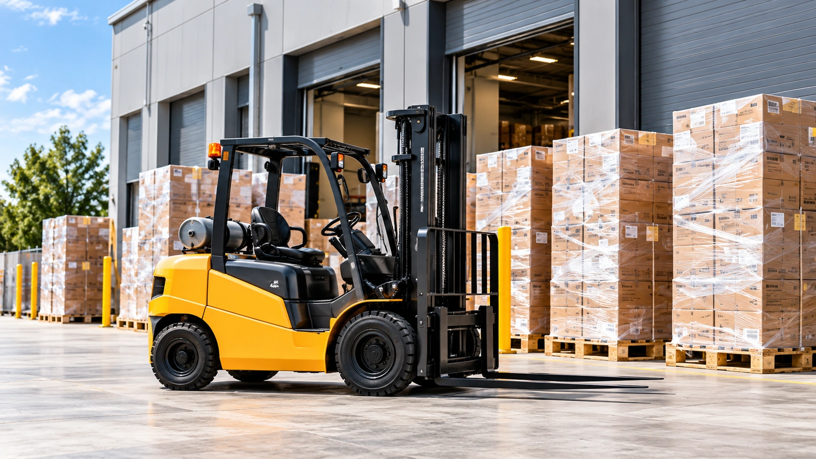 Commercial goods being loaded with a forklift